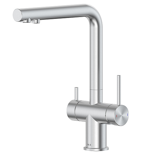 Смеситель для кухни AVS PureRiver 827-160-BS брашированная сталь, Г-образный излив