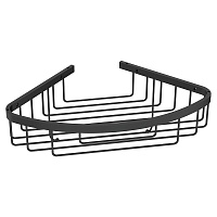 Полка угловая AVS Cesta, 20х20 см, черный матовый, с крючками