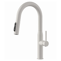 Смеситель для кухни с выдвижным изливом AVS PureRiver белый матовый