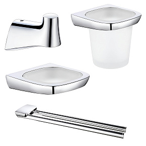 Набор AVS Neo 4в1, хром, с двойным поворотным полотенцедержателем 46 см