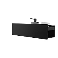Полка AVS King, 45 см, черный матовый, с дозатором и стаканом