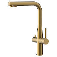 Смеситель для кухни AVS PureRiver брашированное золото, Г-образный излив