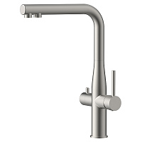 Смеситель для кухни AVS PureRiver брашированный никель, Г-образный излив